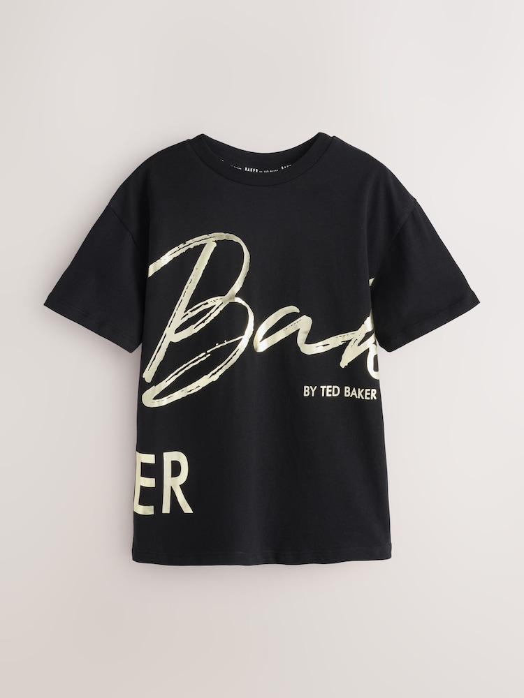 Preto - Baker by Ted Baker Oversized Graphic Print T-Shirt - Imagem 1 de 4
