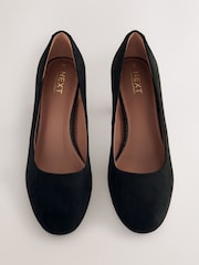 Black Faux Suede Forever Comfort® Round Toe Block Block Heels - Image 2 of 5