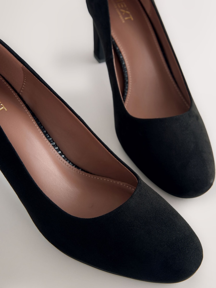 Black Faux Suede Forever Comfort® Round Toe Block Court Heels - Image 9 of 9 Black Faux Suede Forever Comfort® Round Toe Block Court Heels - Image 9 of 9