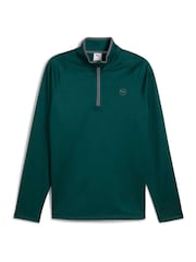 Puma Green Mens Waffle Fleece Golf Quarter-Zip Top - Image 1 of 2