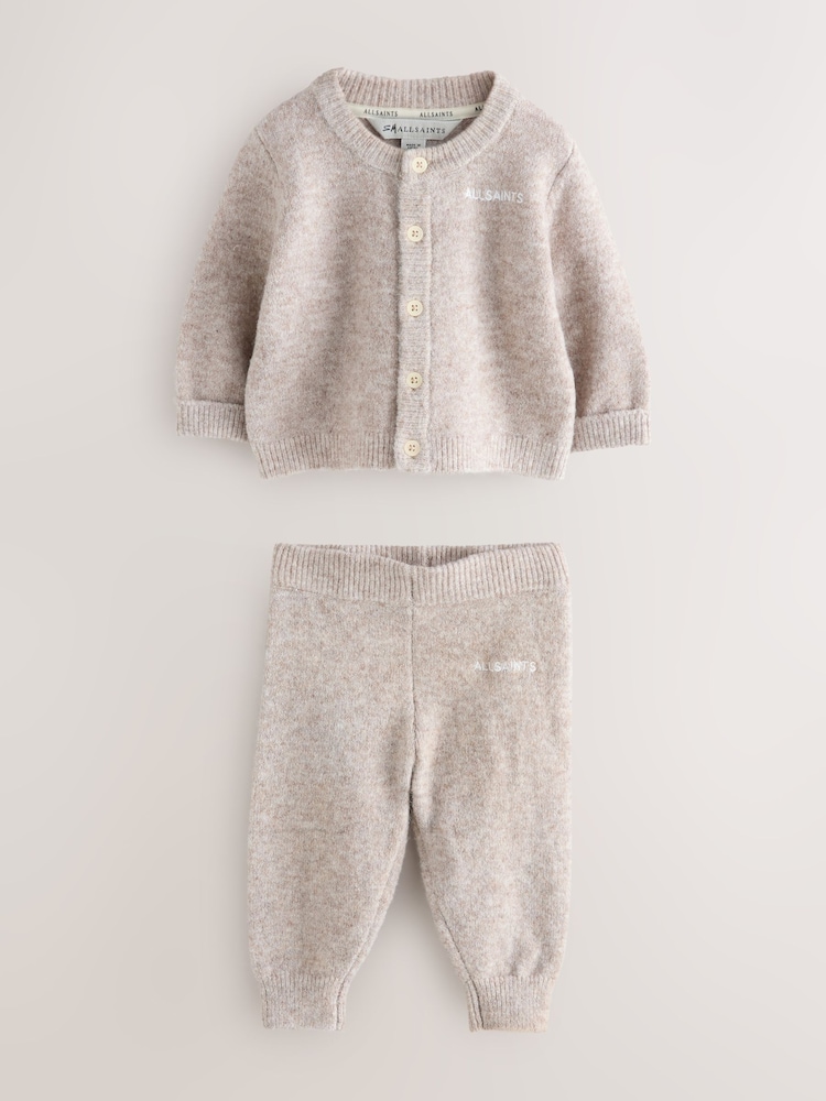 smALLSAINTS Neutral Knitted Cardigan and Joggers Baby Boys Set - Image 1 of 5 smALLSAINTS Neutral Knitted Cardigan and Joggers Baby Boys Set - Image 1 of 5