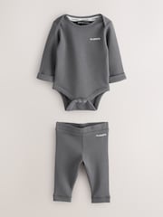 smALLSAINTS Charcoal Grey Textured Bodysuit and Trousers Baby Boys Set - Image 1 of 5