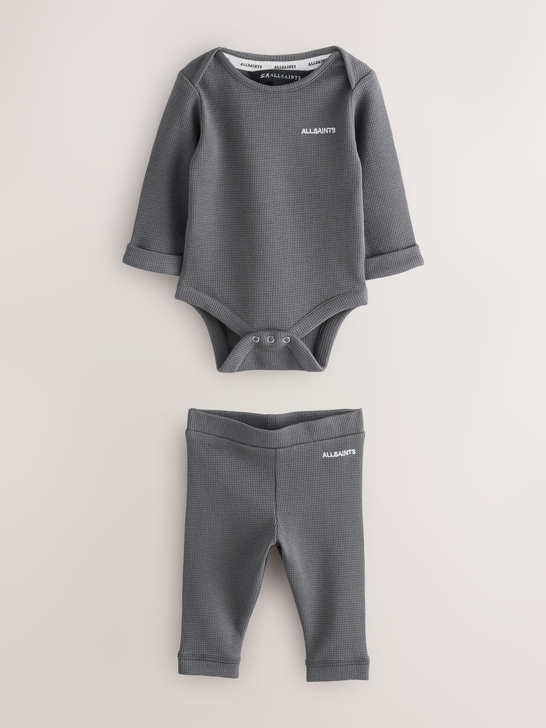 Buy smALLSAINTS Charcoal Grey Textured Bodysuit & legging Baby