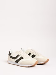 Friends Like These Cream Slim Runner Lace-Up Retro Gumsole Sports Casual Trainers - Image 2 of 4