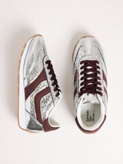 Friends Like These Silver Slim Runner Lace-Up Retro Gumsole Sports Casual Trainers - Image 1 of 4