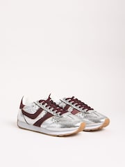 Friends Like These Silver Slim Runner Lace-Up Retro Gumsole Sports Casual Trainers - Image 2 of 4