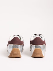 Friends Like These Silver Slim Runner Lace-Up Retro Gumsole Sports Casual Trainers - Image 3 of 4