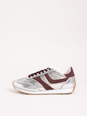 Friends Like These Silver Slim Runner Lace-Up Retro Gumsole Sports Casual Trainers - Image 4 of 4