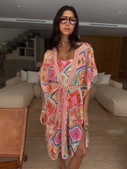 Never Fully Dressed Pink/Orange Cotton Blend Kimono - Image 1 of 3