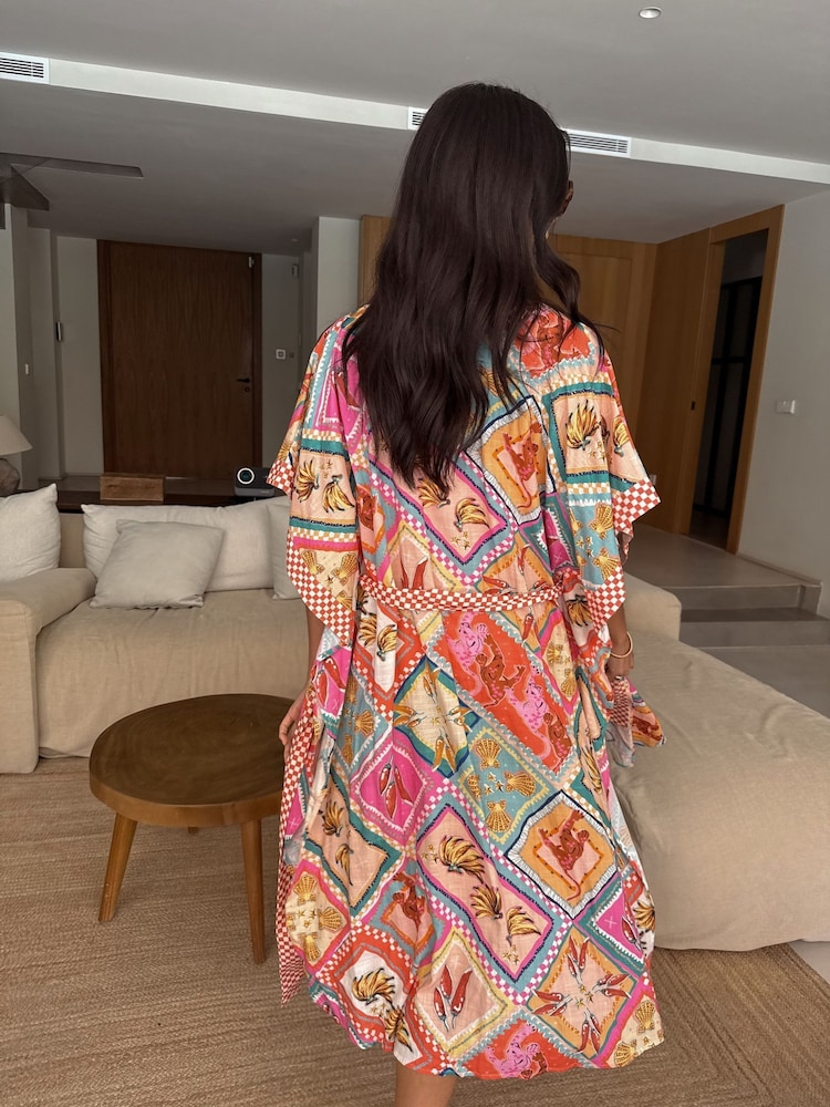 Never Fully Dressed Pink/Orange Cotton Blend Kimono - Image 2 of 3