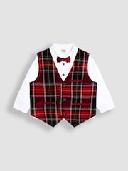 JoJo Maman Bébé Red 3-Piece Bow Tie Waistcoat & Shirt Set - Image 1 of 6