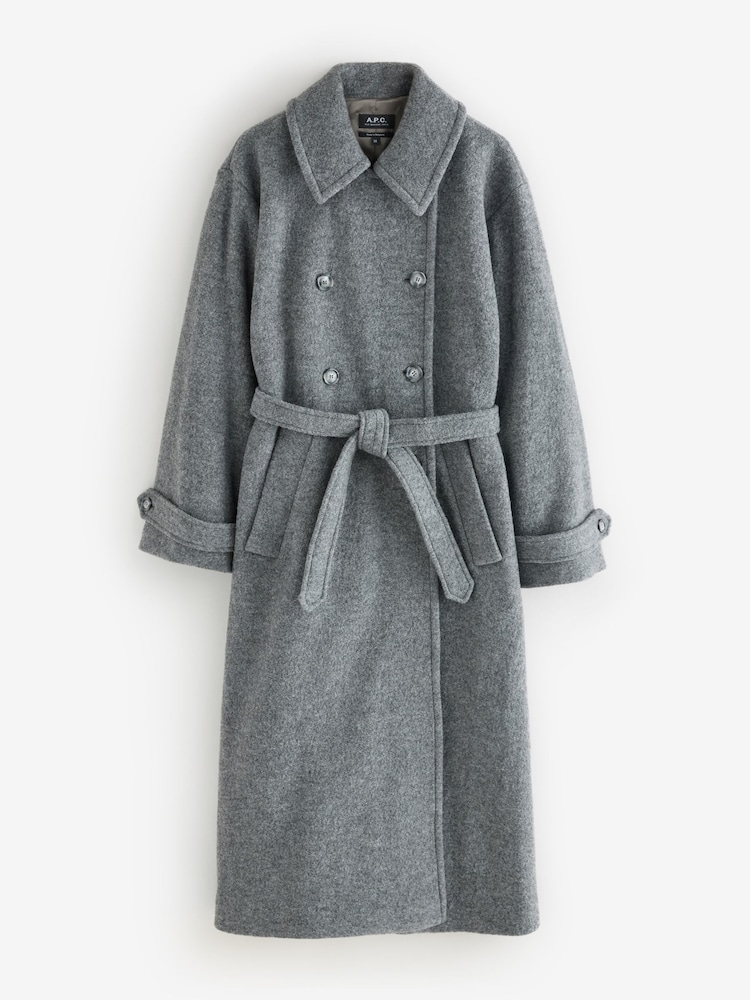 A.P.C. Grey Lea Textured Wool Long Coat - Image 1 of 1