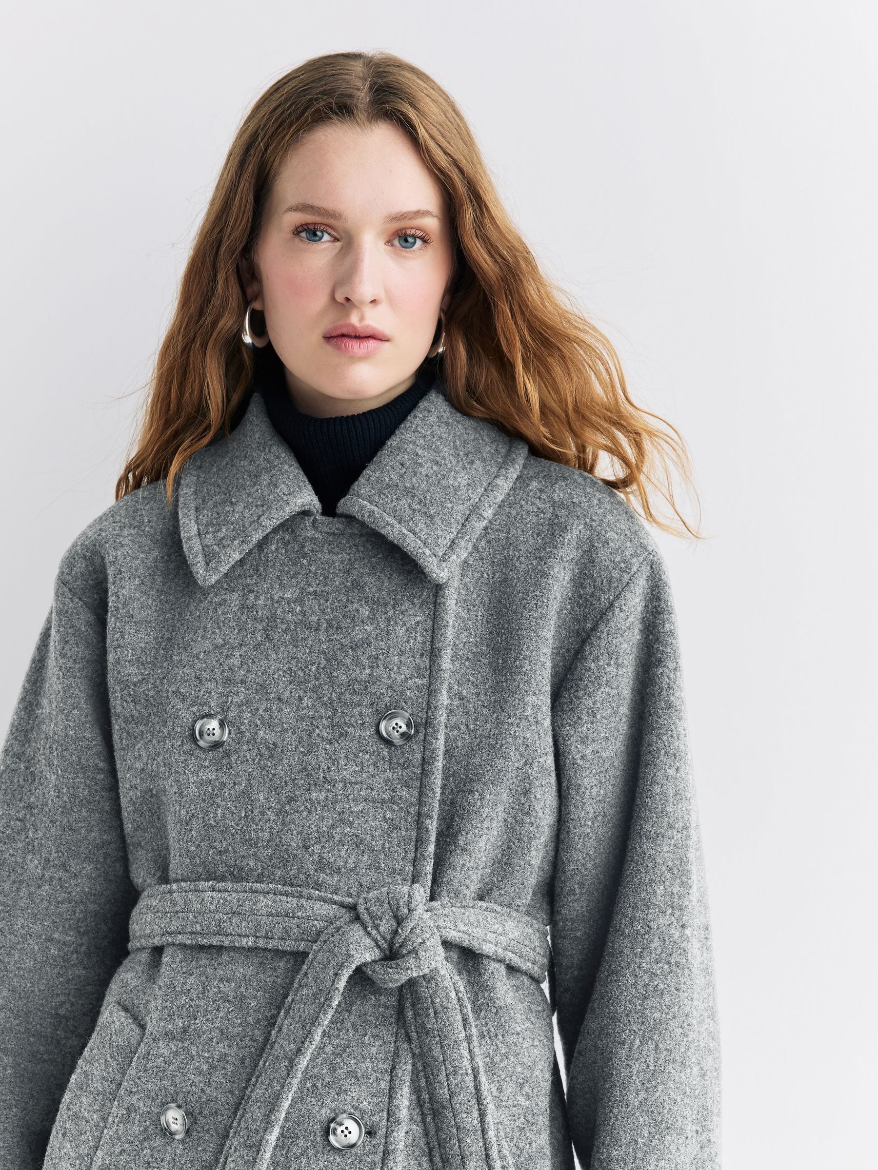 Buy A.P.C. Grey Lea Textured Wool Long Coat from Next USA