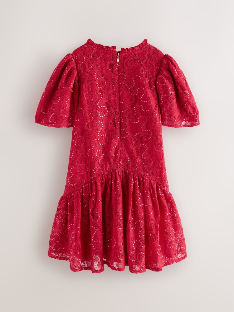 Girls Baker by Ted Baker Red Sequin Lace Angel Sleeve Dress 5 Years - Mint Green