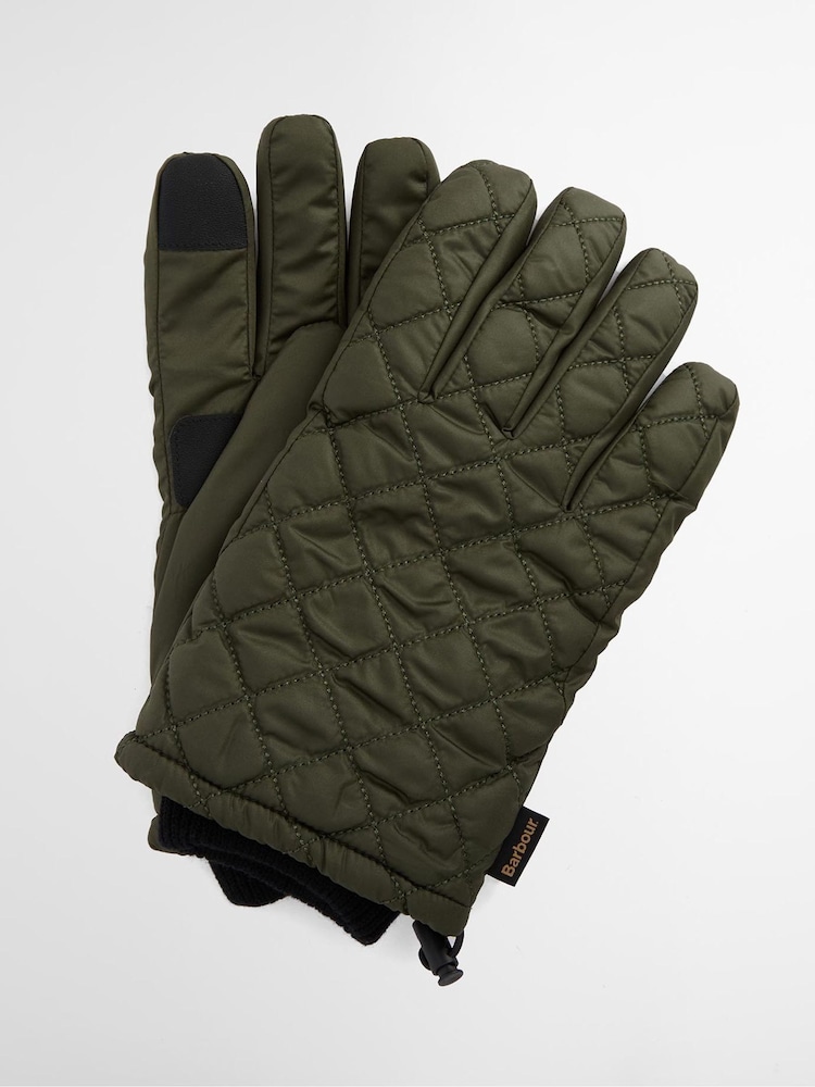Barbour® Green Harker Waterproof Quilted Gloves - Image 1 of 5