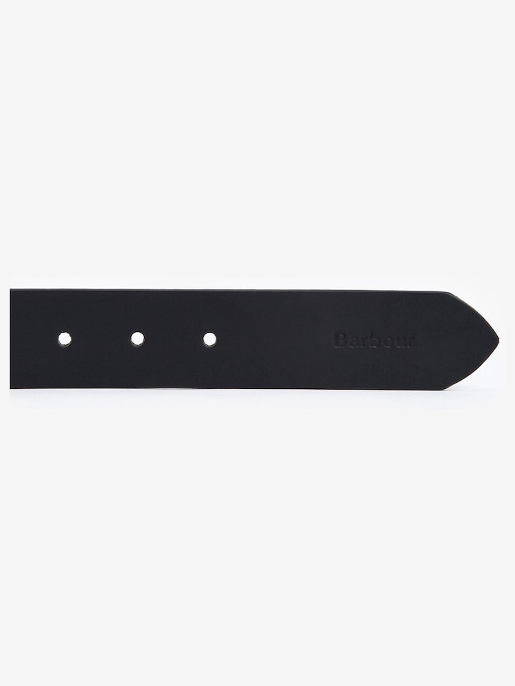 Barbour® Black Esk Leather Tartan Loop Belt - Image 2 of 4