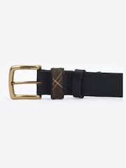 Barbour® Black Esk Leather Tartan Loop Belt - Image 3 of 4