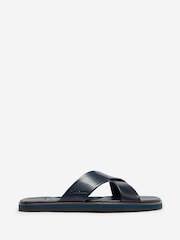 Oliver Sweeney Blue Antiqued Leather Sandals - Image 1 of 5