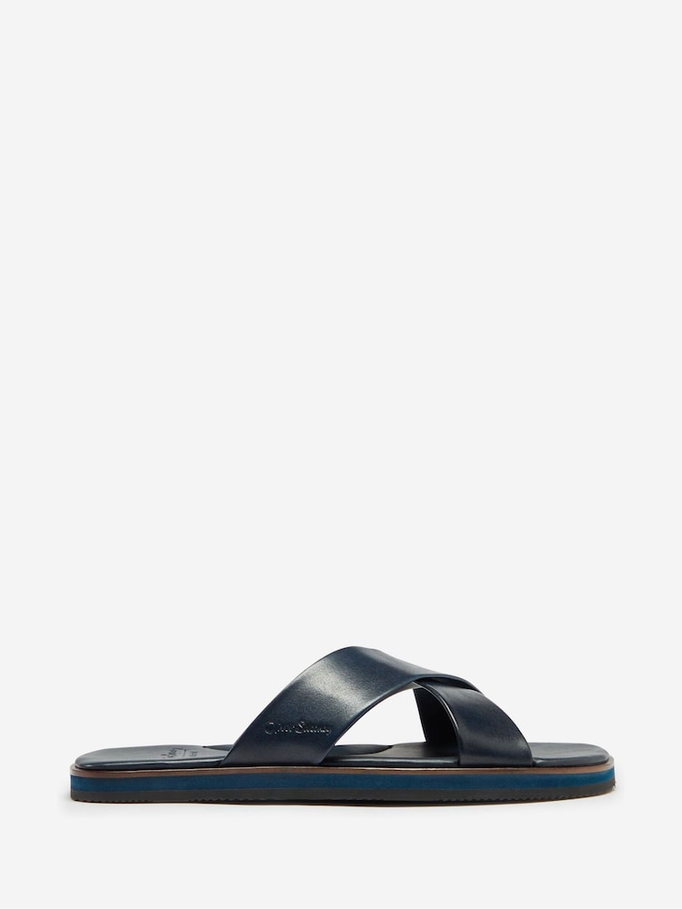Oliver Sweeney Blue Antiqued Leather Sandals - Image 1 of 5
