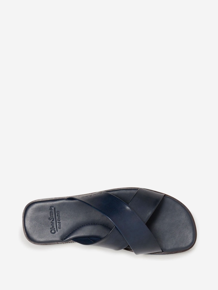 Oliver Sweeney Blue Antiqued Leather Sandals - Image 5 of 5