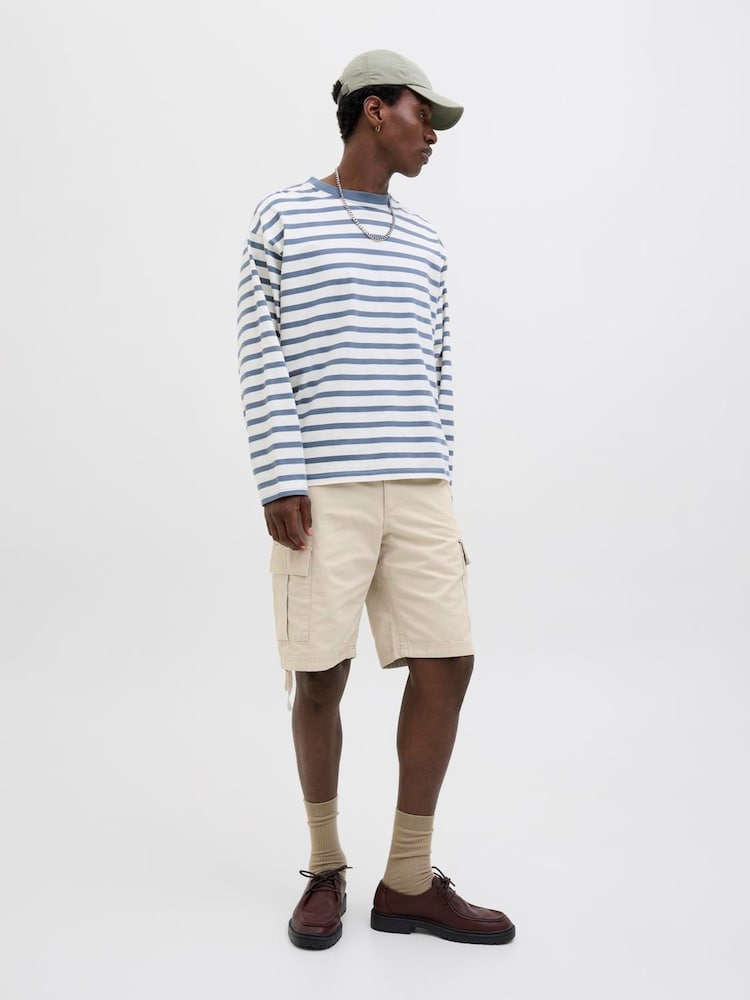 Crema - JACK & JONES Relaxed Fit 100% Cotton Cargo Shorts - Imagen 2 de 7