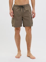 JACK & JONES Brown Cargo Swim Shorts - Image 4 of 6