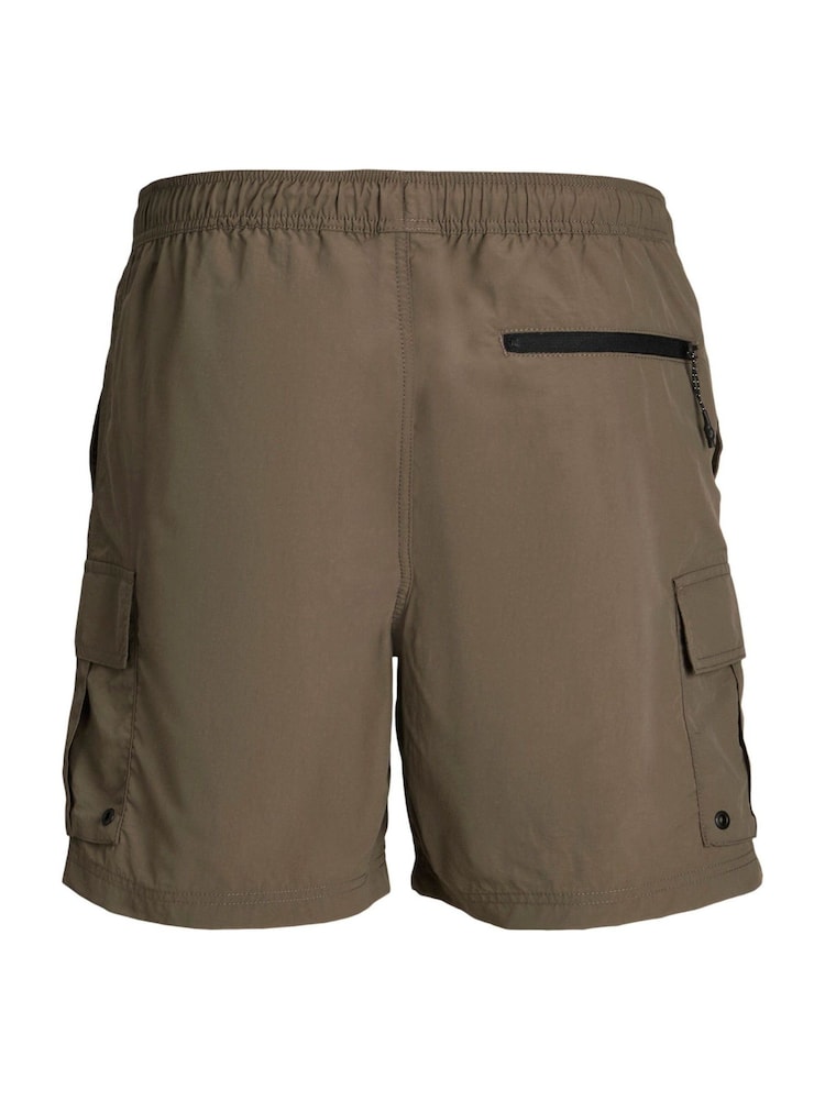 JACK & JONES Brown Cargo Swim Shorts - Image 6 of 6