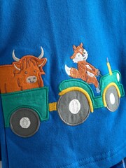 JoJo Maman Bébé Blue Tractor Dinosaur Character Cosy Jersey Pyjamas - Image 6 of 6