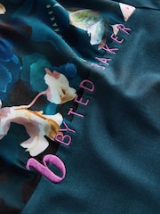 B by Ted Baker Teal Blue Floral Satin Jersey Pyjamas - Image 11 of 14