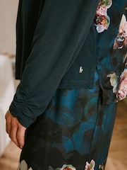 B by Ted Baker Teal Blue Floral Satin Jersey Pyjamas - Image 5 of 14