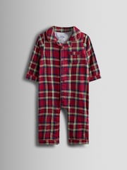 JoJo Maman Bébé Red Check Christmas Print Jersey Collar Pyjamas - Image 1 of 3