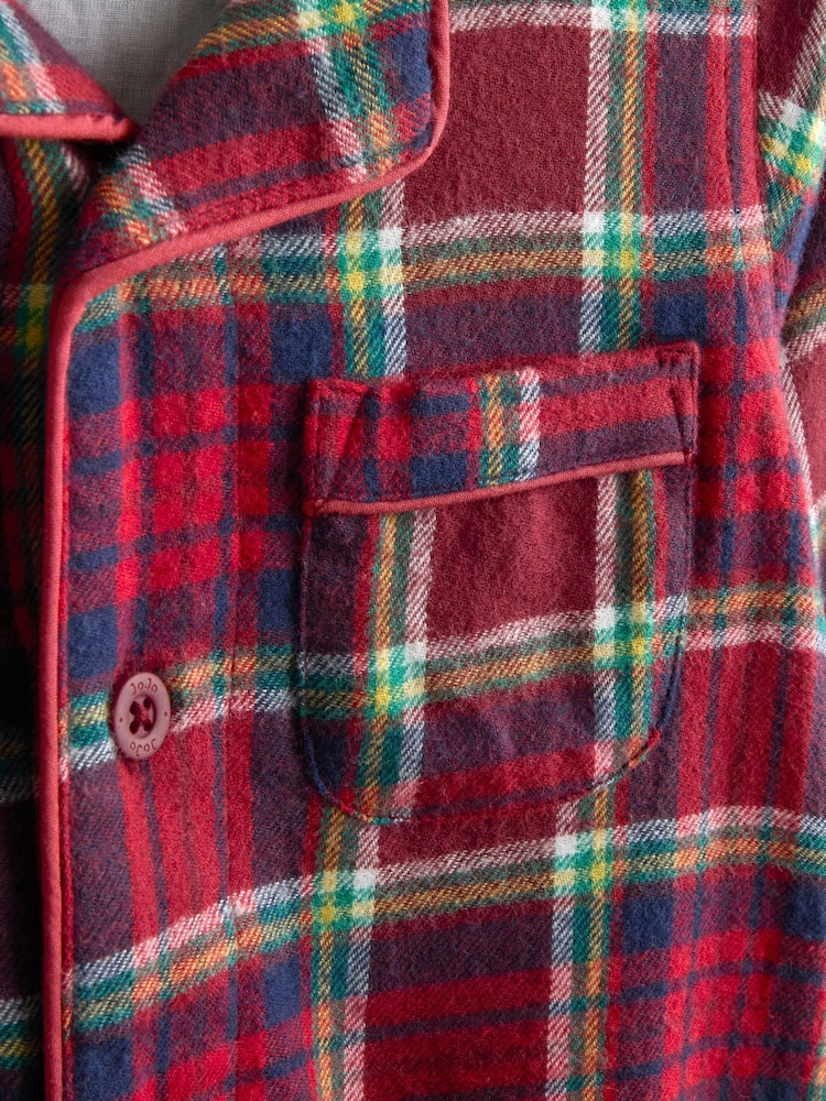 JoJo Maman Bébé Red Check Christmas Print Jersey Collar Pyjamas - Image 2 of 3 JoJo Maman Bébé Red Check Christmas Print Jersey Collar Pyjamas - Image 2 of 3