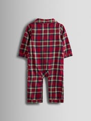 JoJo Maman Bébé Red Check Christmas Print Jersey Collar Pyjamas - Image 3 of 3