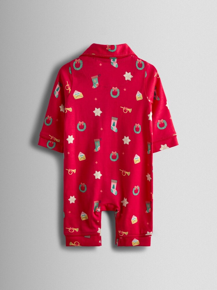 JoJo Maman Bébé Red Christmas Christmas Reindeer Character Cosy Jersey Pyjamas - Image 2 of 3 JoJo Maman Bébé Red Christmas Christmas Reindeer Character Cosy Jersey Pyjamas - Image 2 of 3