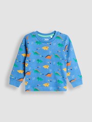 JoJo Maman Bébé Blue Dino Mix And Match 2 Pack Pyjamas - Image 6 of 11