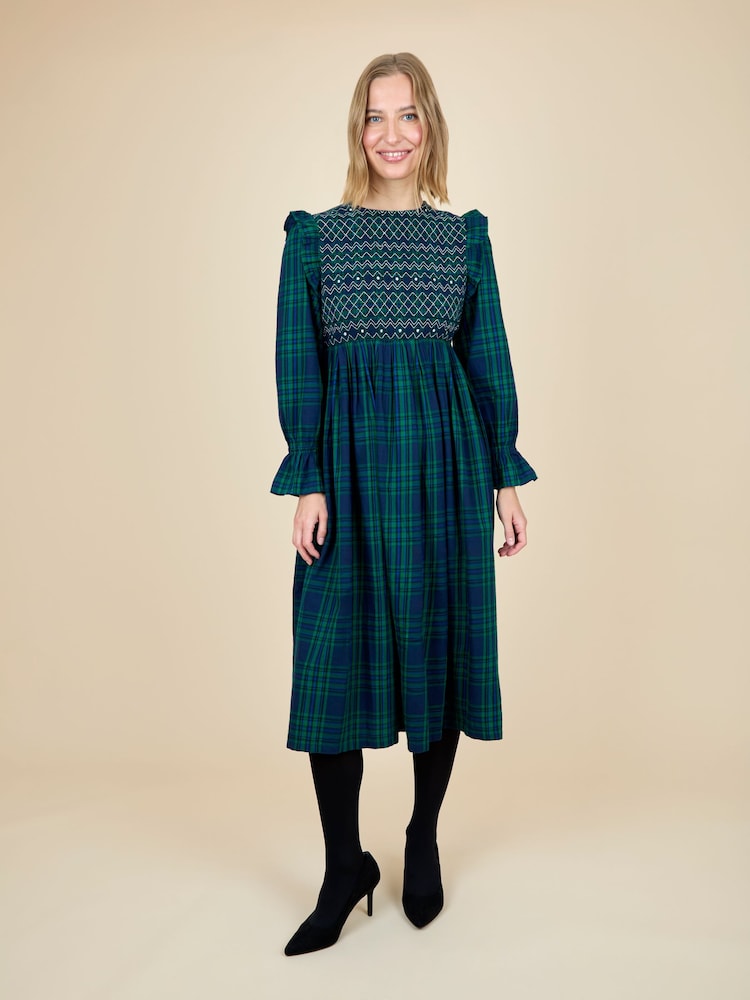 JoJo Maman Bébé Green High Neck Checked Women's Dress - Image 1 of 6