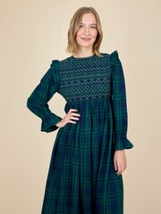 JoJo Maman Bébé Green High Neck Checked Women's Dress - Image 3 of 6