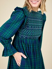 JoJo Maman Bébé Green High Neck Checked Women's Dress - Image 5 of 6