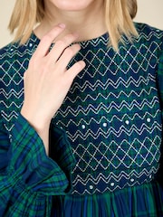 JoJo Maman Bébé Green High Neck Checked Women's Dress - Image 6 of 6
