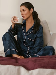 B by Ted Baker Navy Jacquard Button Through Pyjamas - Image 2 of 14