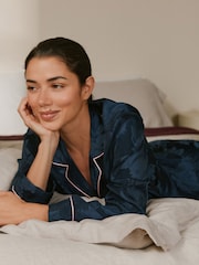 B by Ted Baker Navy Jacquard Button Through Pyjamas - Image 3 of 14