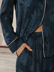 B by Ted Baker Navy Jacquard Button Through Pyjamas - Image 6 of 14