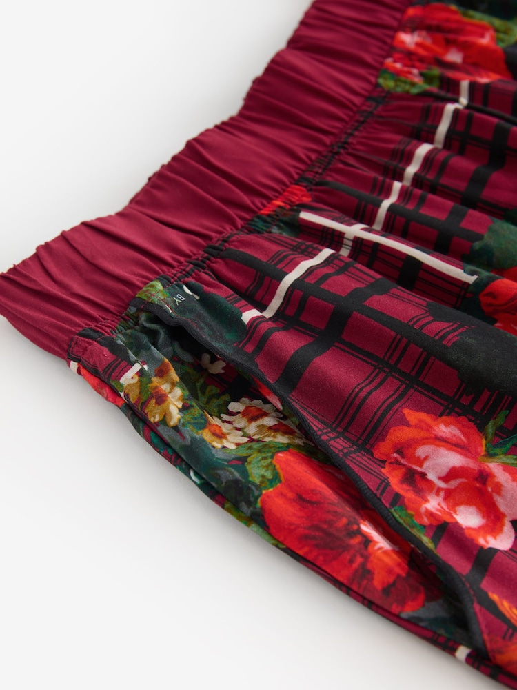 B by Ted Baker Burgundy Red Check Floral Button Through Pyjamas - Image 14 of 14 B by Ted Baker Burgundy Red Check Floral Button Through Pyjamas - Image 14 of 14