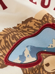 Ecru and Burgundy Red Hamish Skiing Christmas Graphic Printed Top - Image 7 of 8