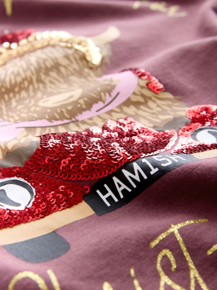 Pink Hamish Christmas Cap Sleeve T-Shirt Top - Image 2 of 3