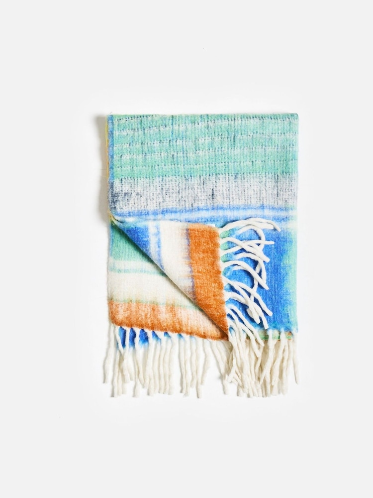 Oliver Bonas Blue Zaffre Bold Stripes Cosy Throw - Image 2 of 5