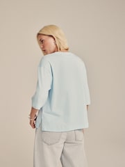 Blau - Chrismas Dinner Party Relaxed Boxy Elbow Length Crew Neck T-Shirt - Bild 2 von 7