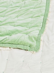 Oliver Bonas Green Velvet Ruffle Trim Bedspread - Image 4 of 5