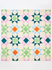Oliver Bonas Orange Bright Velvet Patchwork Bedspread - Image 3 of 6