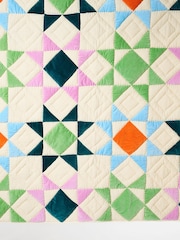 Oliver Bonas Orange Bright Velvet Patchwork Bedspread - Image 4 of 6